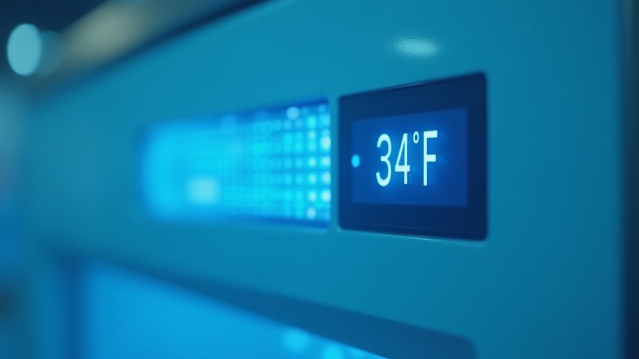 Modern digital temperature control panel on a refrigerated trailer
